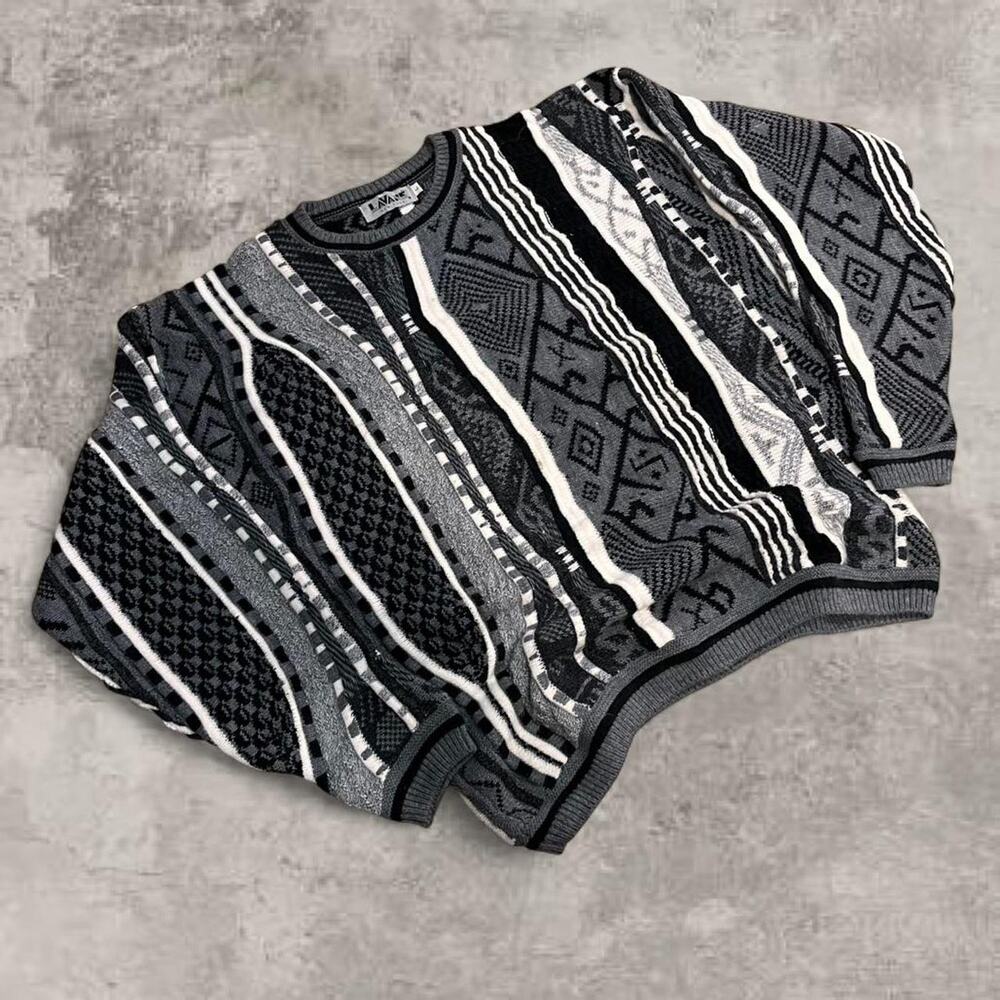 Coogi Original Blues Tundra Style Lavane Black Knit Sweater Sz Us L Jumper gray